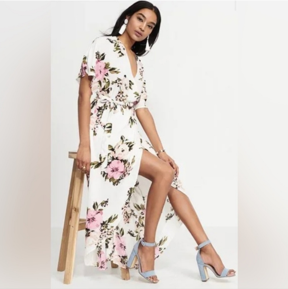 Floral Dynamite Wrap Tie Dress Midi